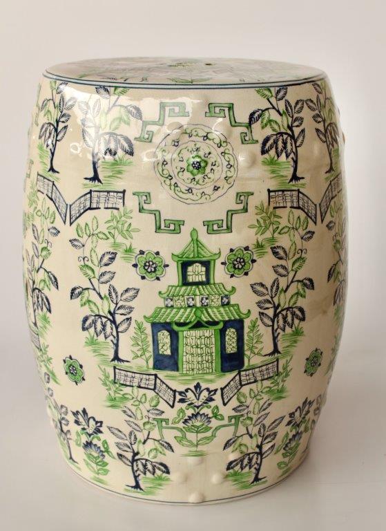 Green & Blue Pagoda Garden Stool